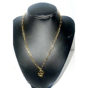 NWT Kate‎ Spade Initial This "S" Pendant KI175 Chunky Chain Gold Tone Necklace